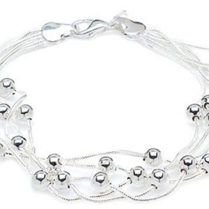 Silvertone Snake-Ball Chain Bracelet